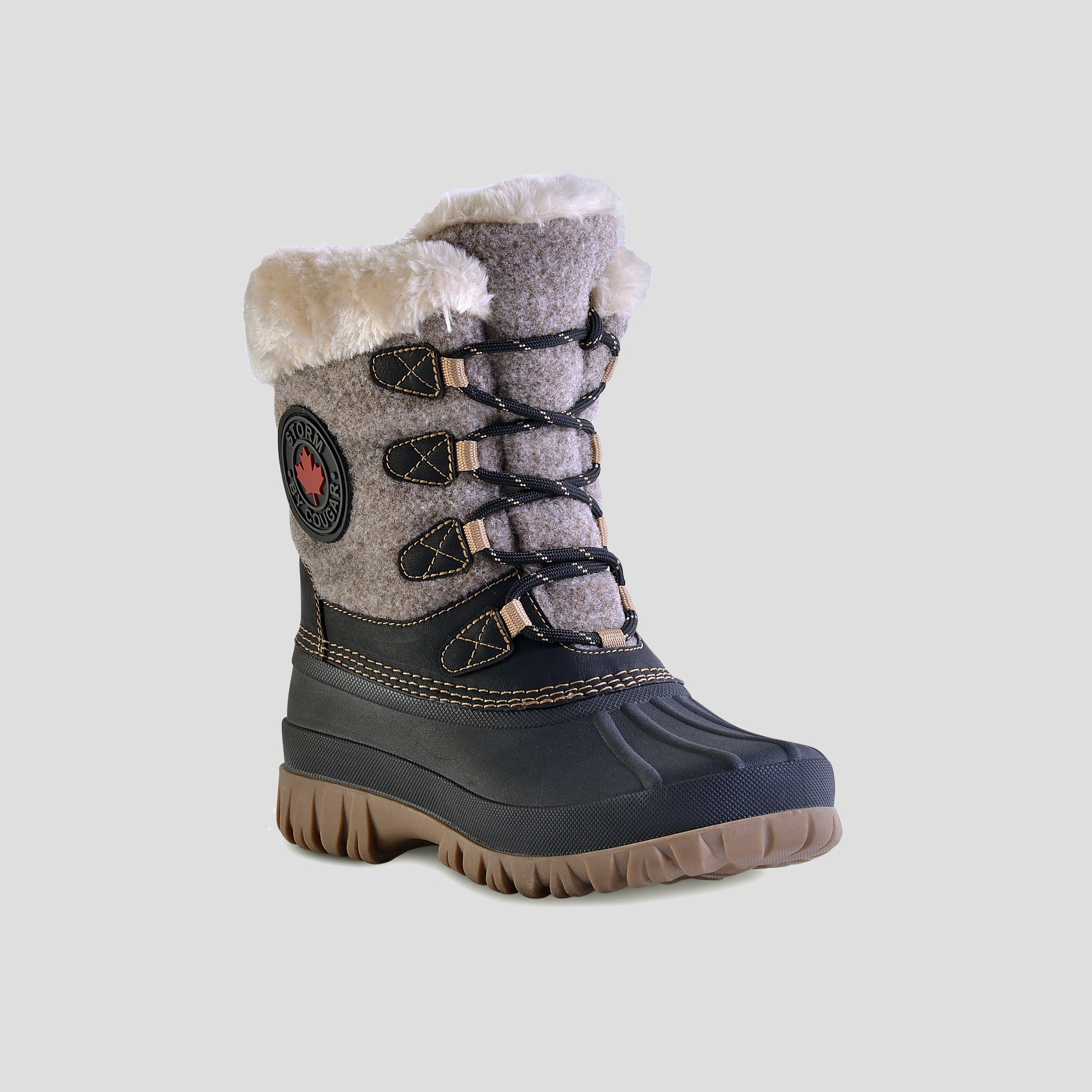 Cozy Flannel Winter Boot - Color Black-Taupe