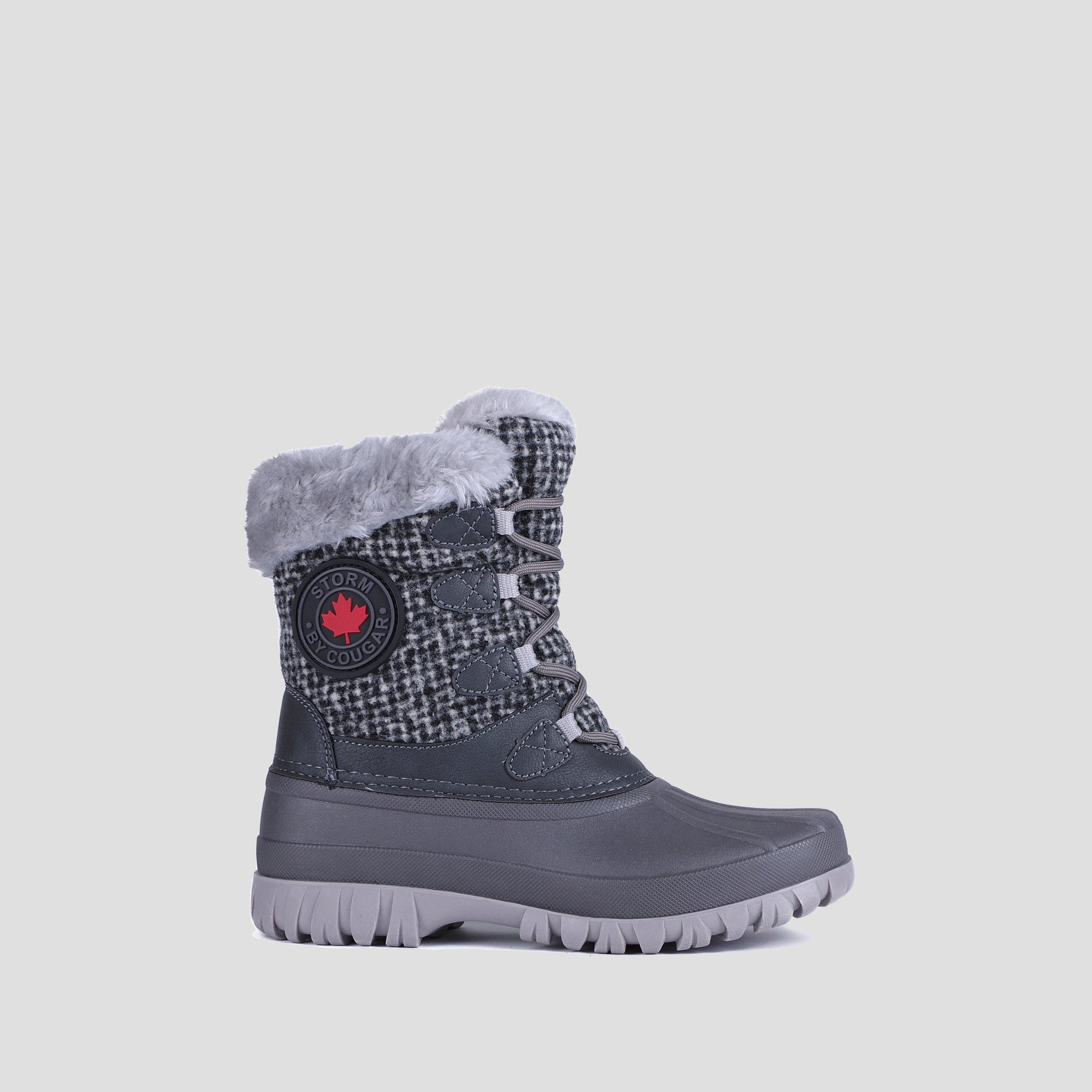 Cabin Brushed Tweed Textile Winter Boot - Color Charcoal