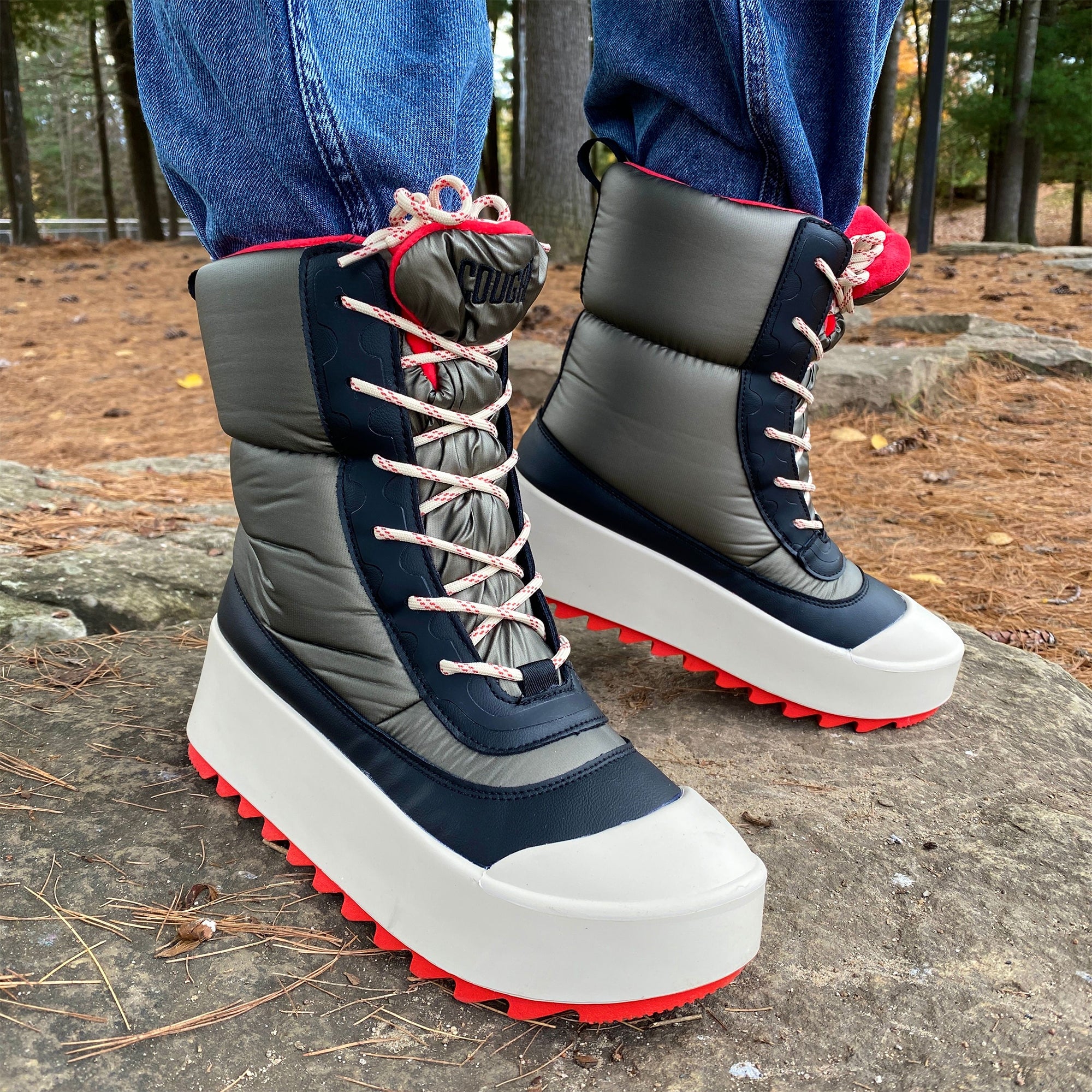 Lace up shop waterproof boots