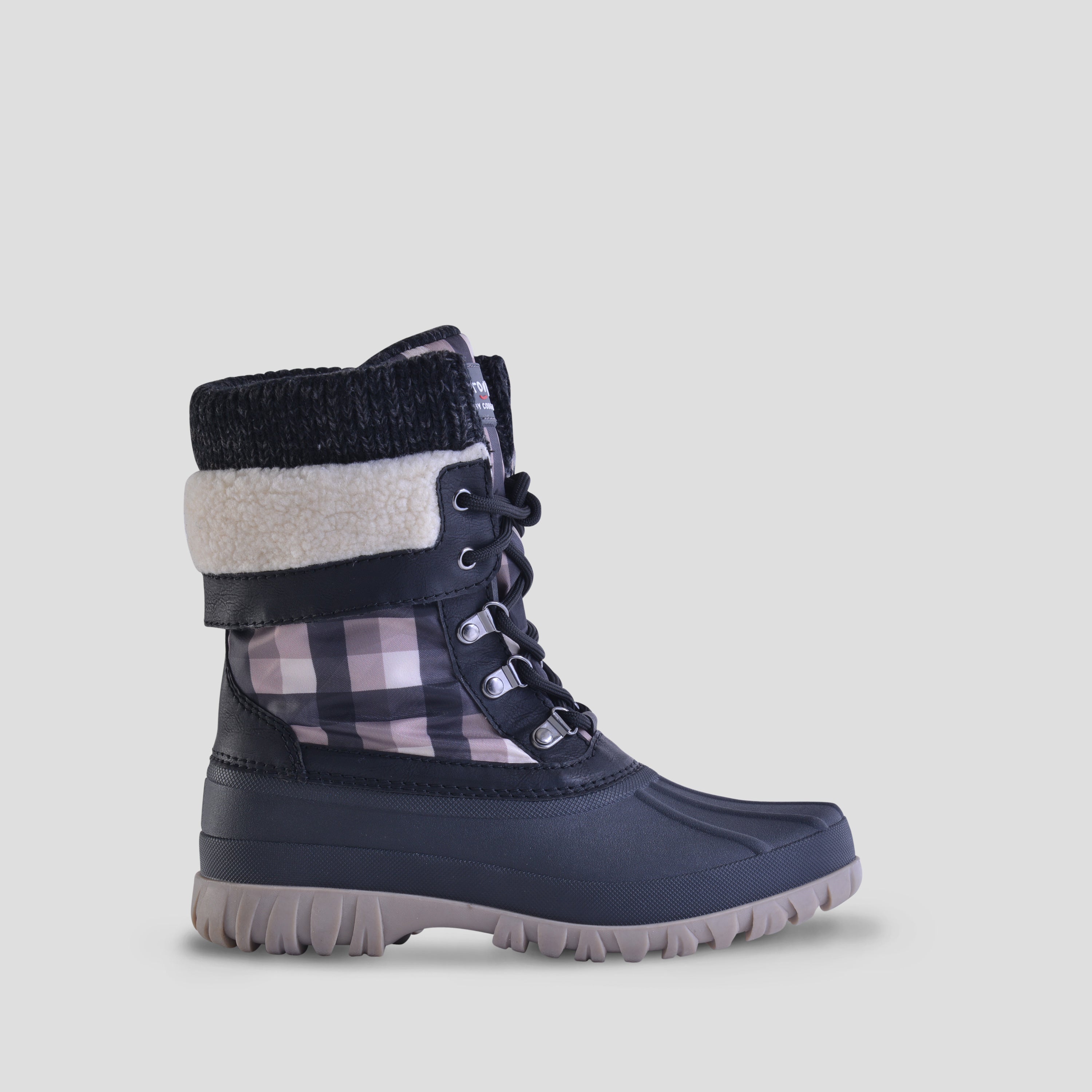 Cougar creek snow 2025 boot taupe black plaid