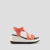 Hibiscus Leather Wedge Water-Repellent Sandal - Colour Coral