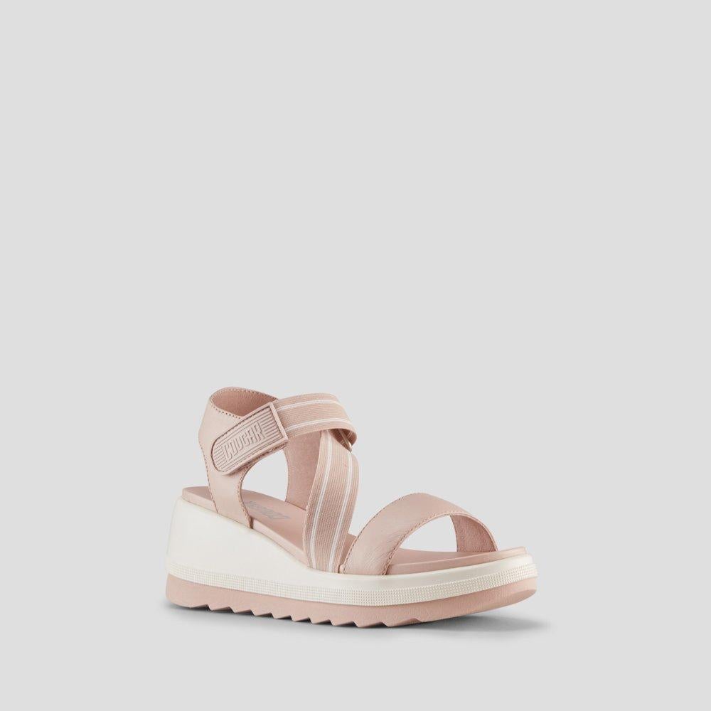 Hibiscus Leather Wedge Water-Repellent Sandal - Colour Shell