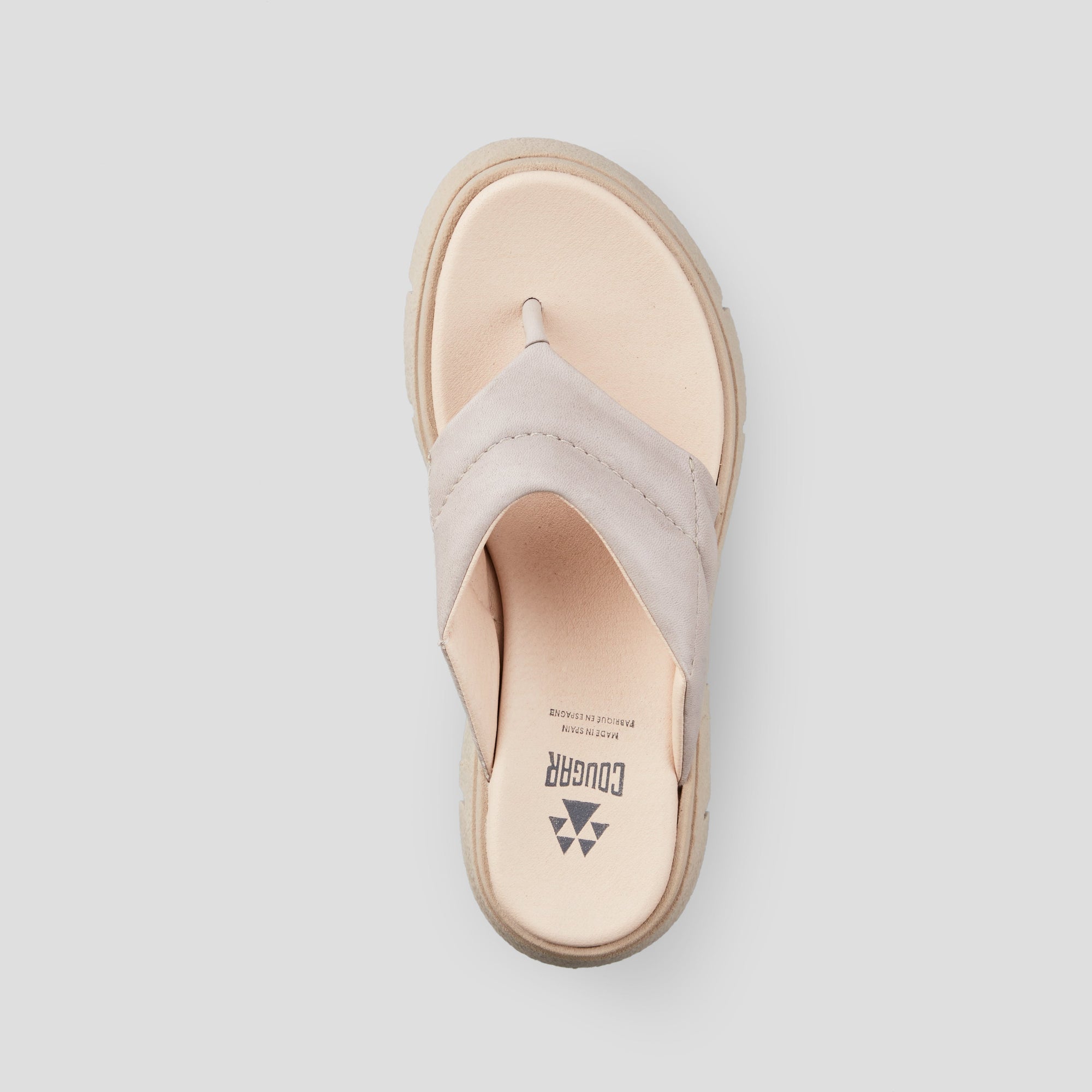 Abba Luxmotion Leather Thong Wedge Sandal - Color Oatmeal