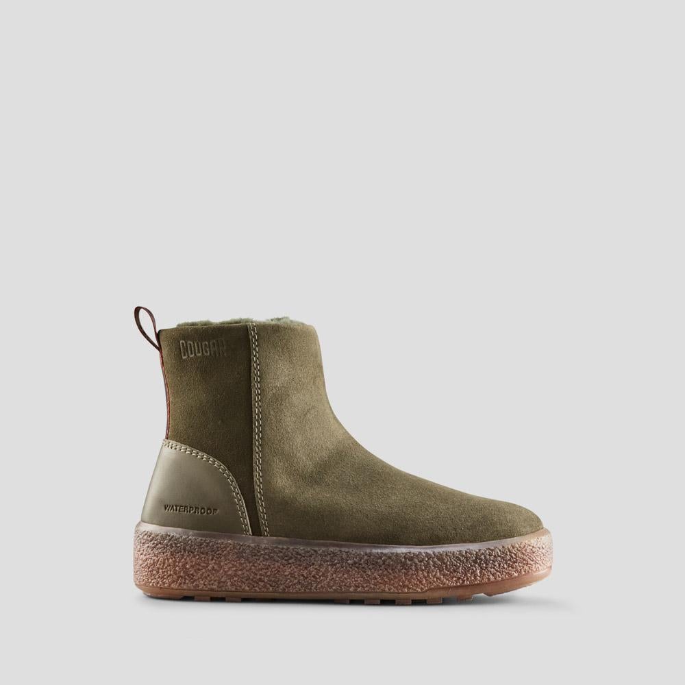 Broom Suede Genuine Lambswool Waterproof Winter Boot - Color Olive