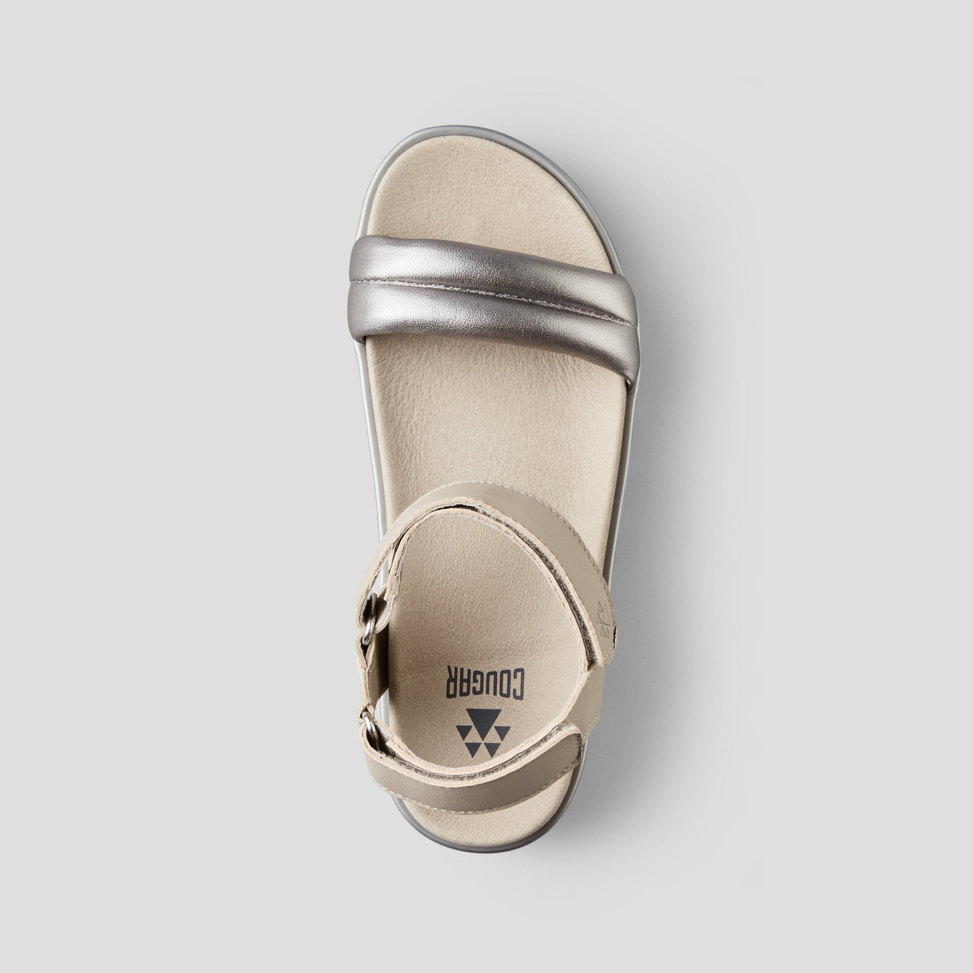Nolo Leather Water-Repellent Sandal - Color Metallic-Silver-Taupe
